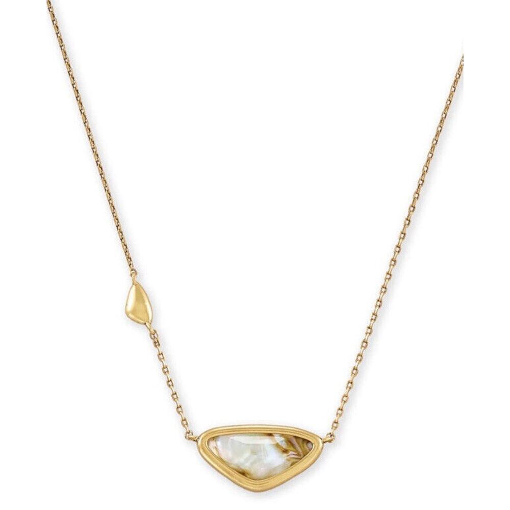 Kendra Scott Margot Vintage Gold Chain And Pendant in White Abalone Necklace